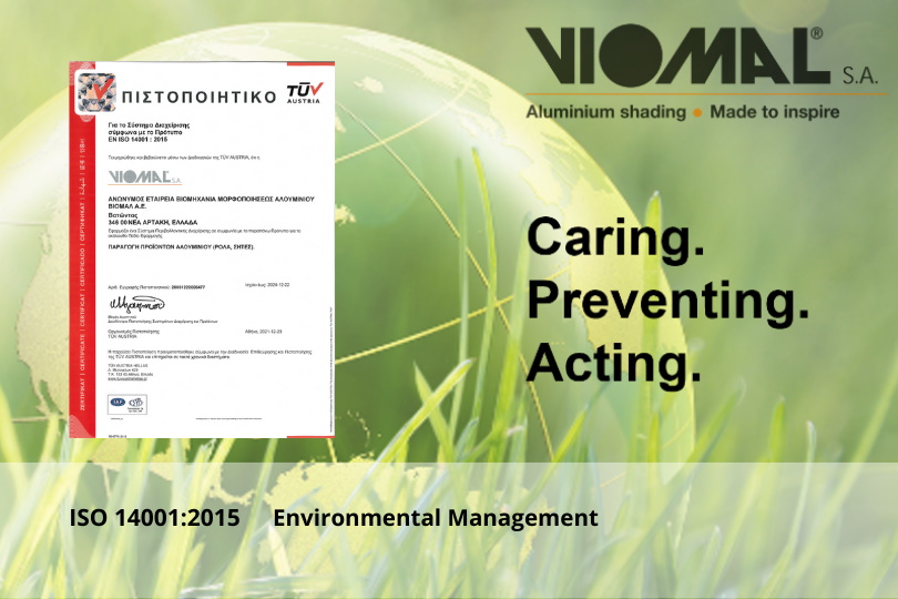 VIOMAL S.A: Πιστοποίηση βάσει προτύπου EN ISO 14001:2015